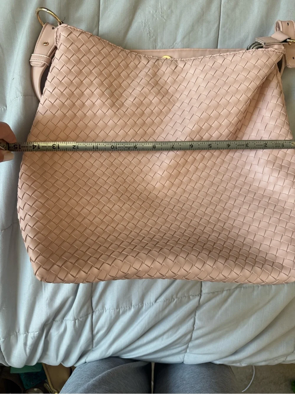 Woven Blush Pink Shoulder Bag